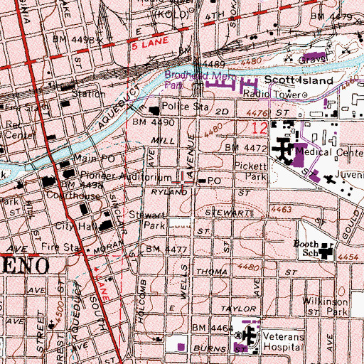 Topographic Map of Peavine Station Post Office (historical), NV