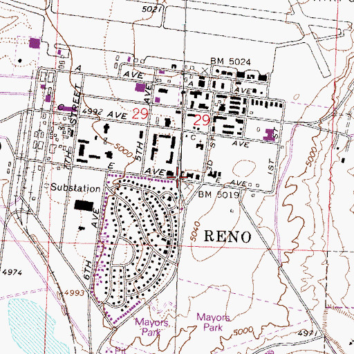 Topographic Map of Stead Station Post Office (historical), NV