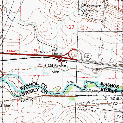 Topographic Map of Tracy Clark Rural Branch Post Office (historical), NV