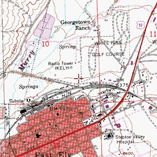 Topographic Map of KELY-AM (Ely), NV