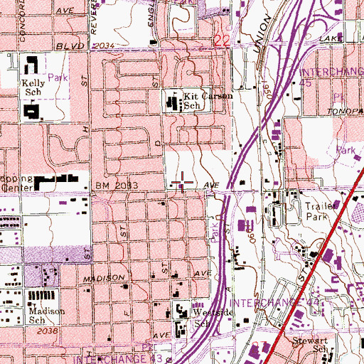 Topographic Map of KLAV-AM (Las Vegas), NV