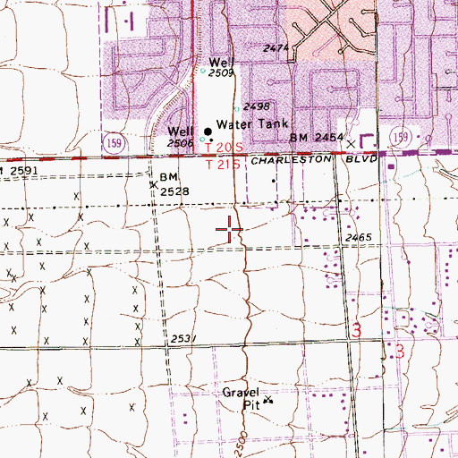 Topographic Map of KMTW-AM (Las Vegas), NV