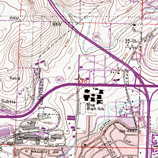 Topographic Map of KONE-AM (Reno), NV