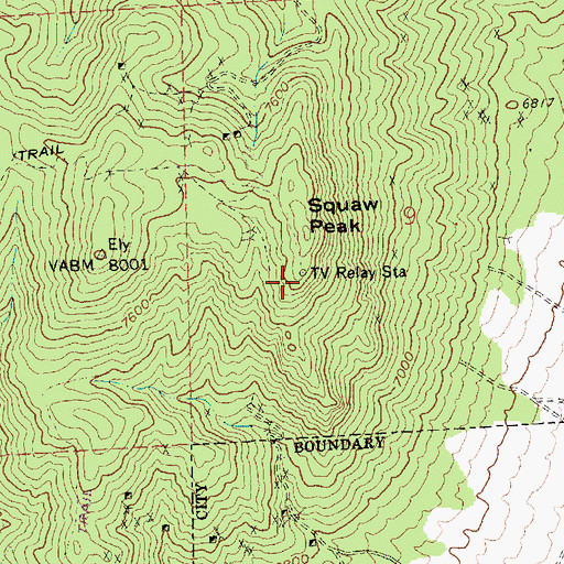 Topographic Map of KELY-FM (Ely), NV