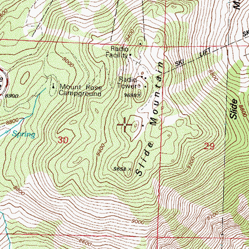 Topographic Map of KZAK-FM (Incline Village), NV