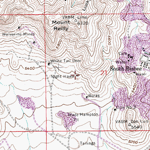 Topographic Map of Night Hawk, AZ