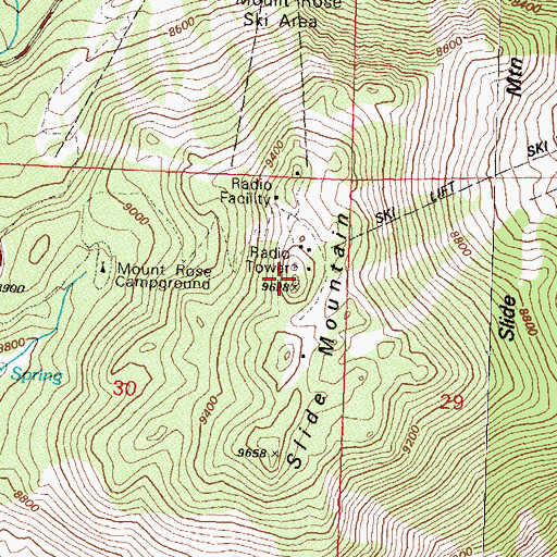 Topographic Map of KREN-TV (Reno), NV