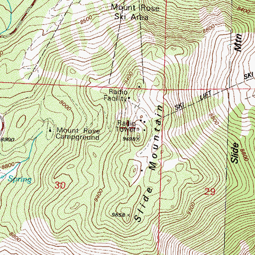Topographic Map of KOLO-TV (Reno), NV