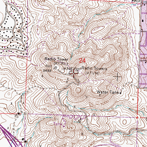Topographic Map of KNPB-TV (Reno), NV