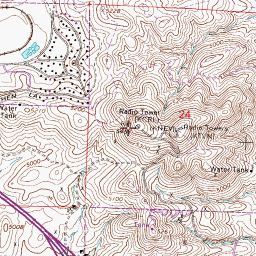 Topographic Map of KRNV-TV (Reno), NV