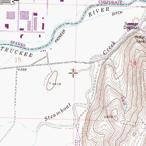 Topographic Map of KCBN-AM (Reno), NV