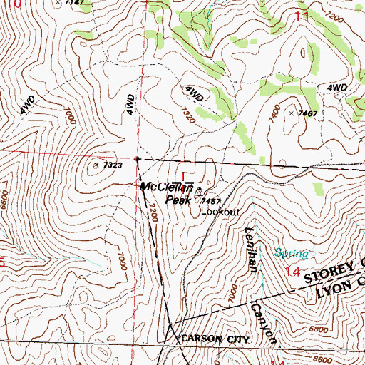 Topographic Map of KRWR-FM (Carson City), NV