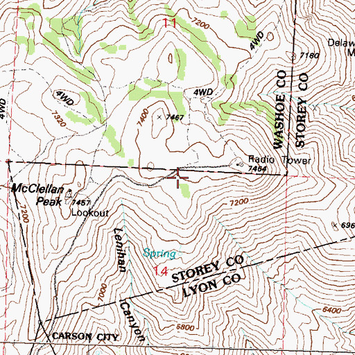 Topographic Map of KBUL-FM (Carson City), NV