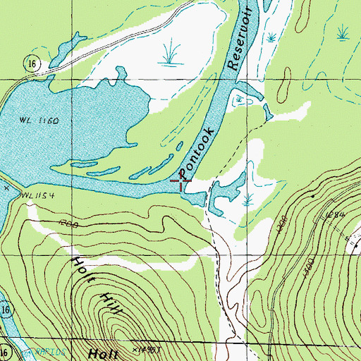 Topographic Map of Pontook Reservoir, NH