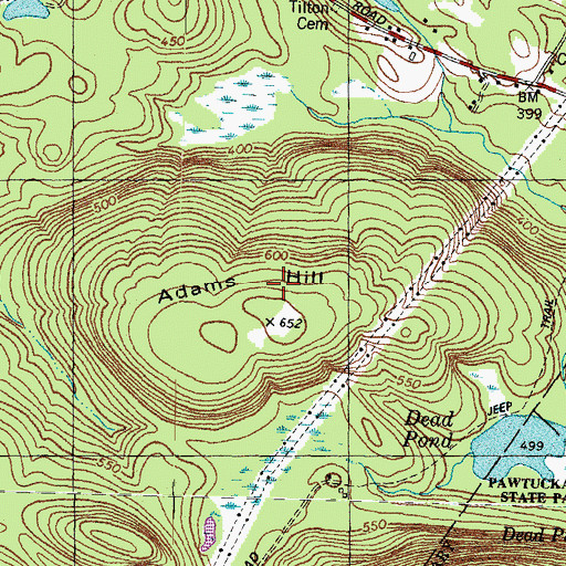 Topographic Map of Adams Hill, NH