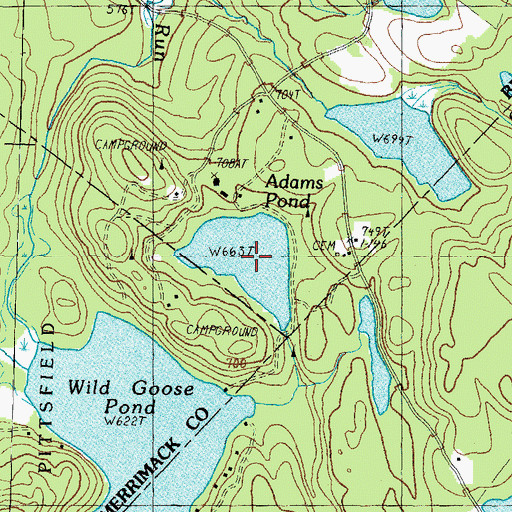 Topographic Map of Adams Pond, NH