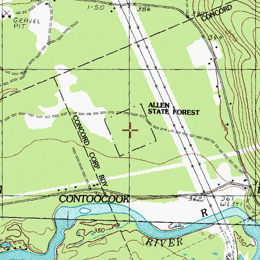 Topographic Map of Allen State Forest, NH