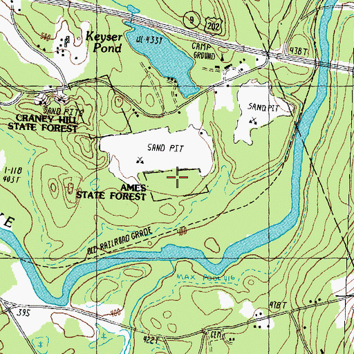 Topographic Map of Ames State Forest, NH