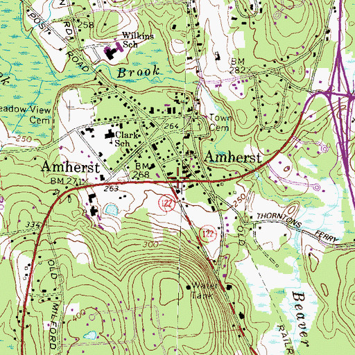 Topographic Map of Amherst, NH