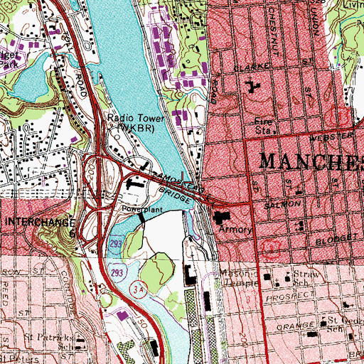 Topographic Map of Amoskeag Bridge, NH