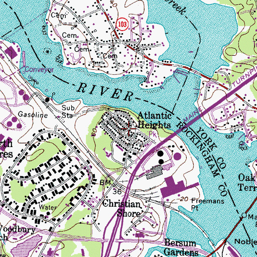 Topographic Map of Atlantic Heights, NH