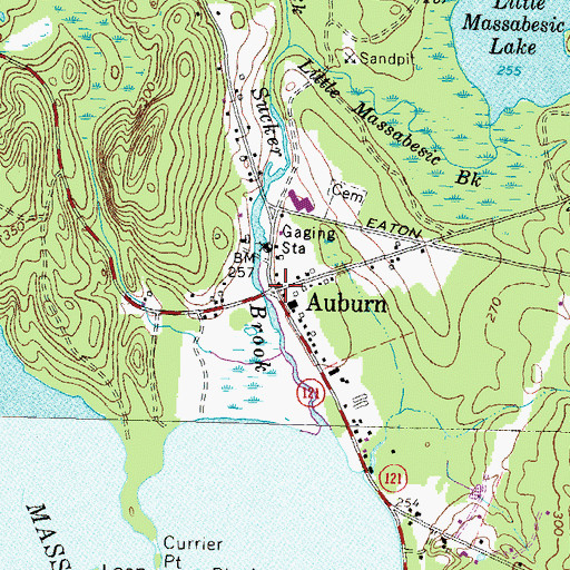 Topographic Map of Auburn, NH