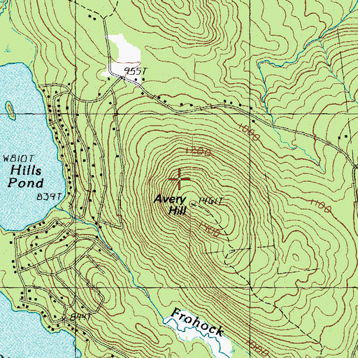 Topographic Map of Avery Hill, NH