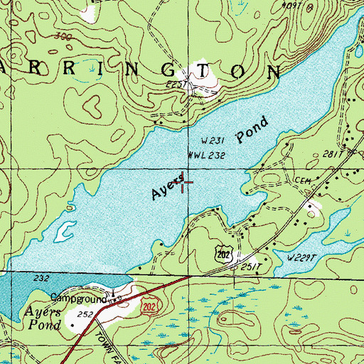 Topographic Map of Ayers Pond, NH