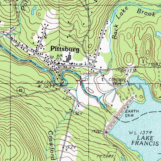 Topographic Map of Back Lake Brook, NH