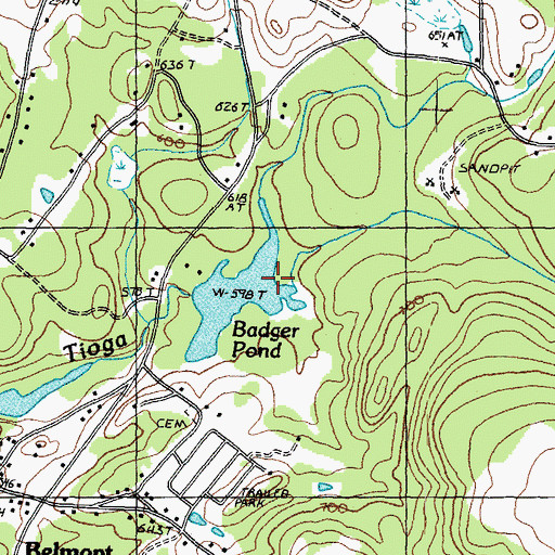 Topographic Map of Badger Brook, NH