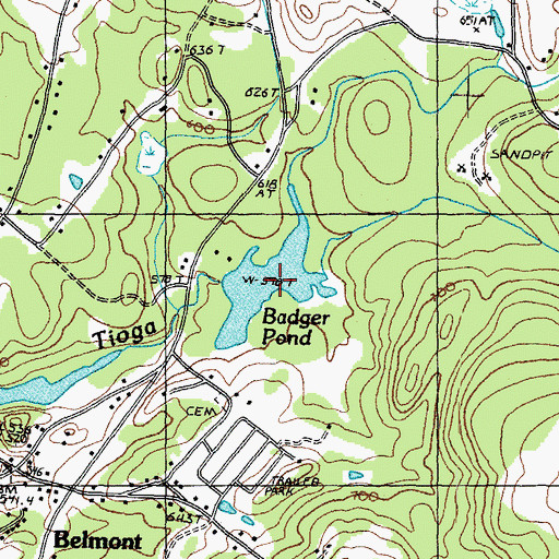 Topographic Map of Badger Pond, NH