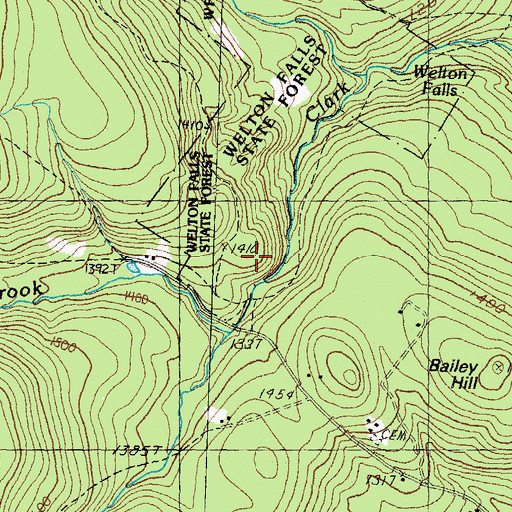 Topographic Map of Bailey Brook, NH