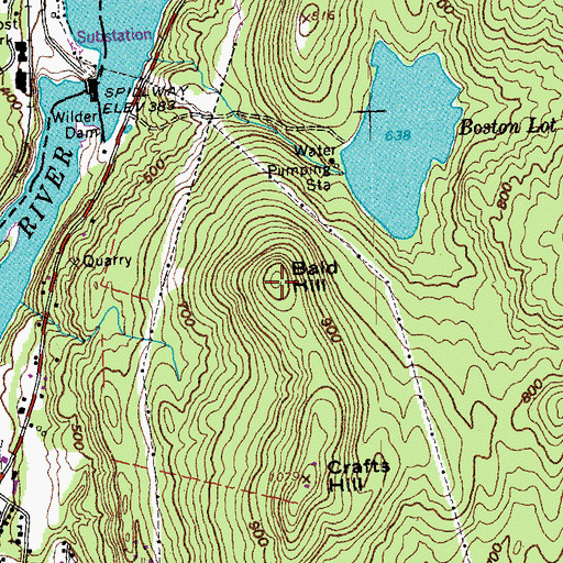 Topographic Map of Bald Hill, NH
