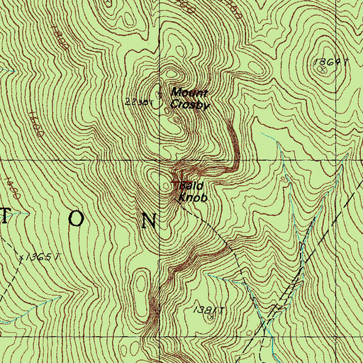 Topographic Map of Bald Knob, NH