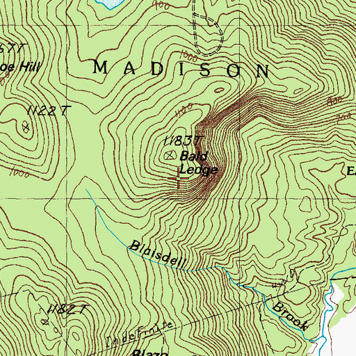 Topographic Map of Bald Ledge, NH