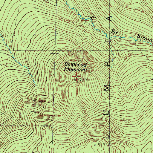 Topographic Map of Baldhead Mountain, NH