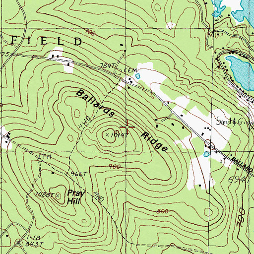 Topographic Map of Ballard Ridge, NH