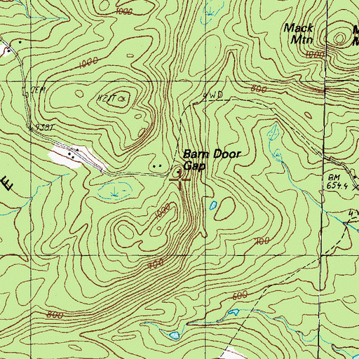 Topographic Map of Barn Door Gap, NH