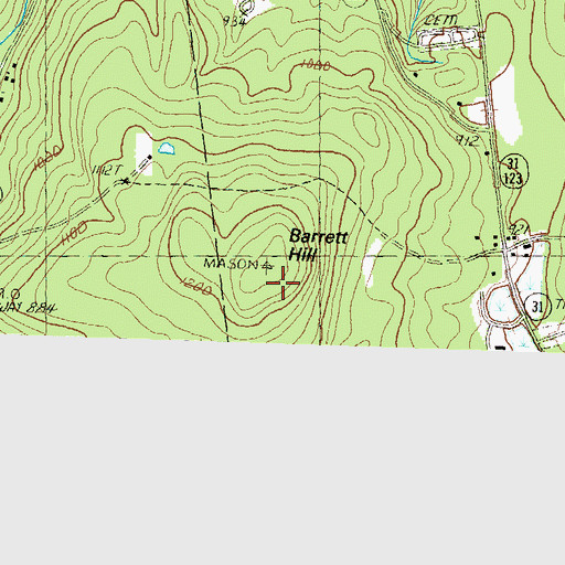 Topographic Map of Barrett Hill, NH