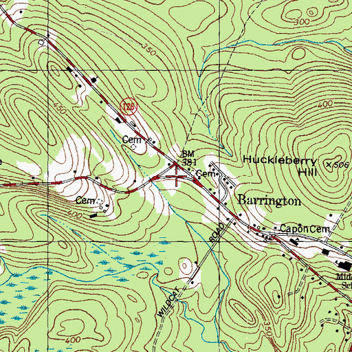 Topographic Map of Barrington, NH