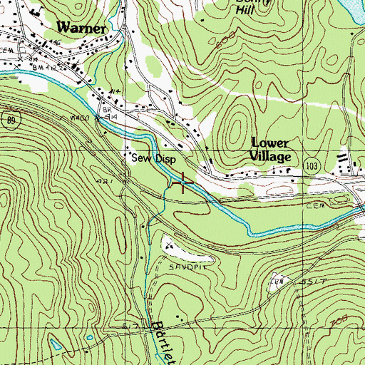 Topographic Map of Bartlett Brook, NH