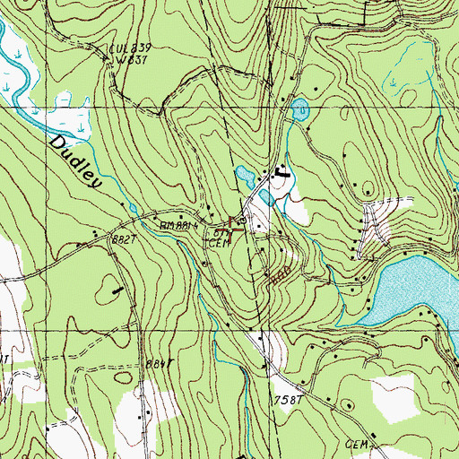 Topographic Map of Bartlett Cemetery, NH