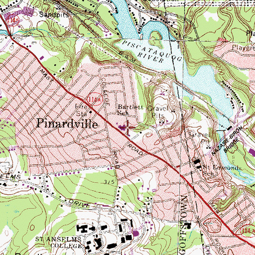 Topographic Map of Bartlett Elementary School, NH