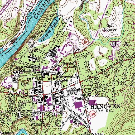 Topographic Map of Bartlett Tower, NH