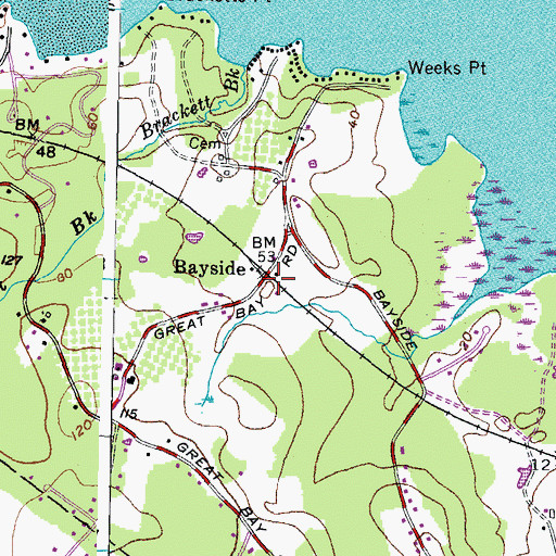 Topographic Map of Bayside, NH