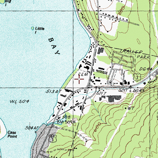 Topographic Map of Bayside Cemetery, NH