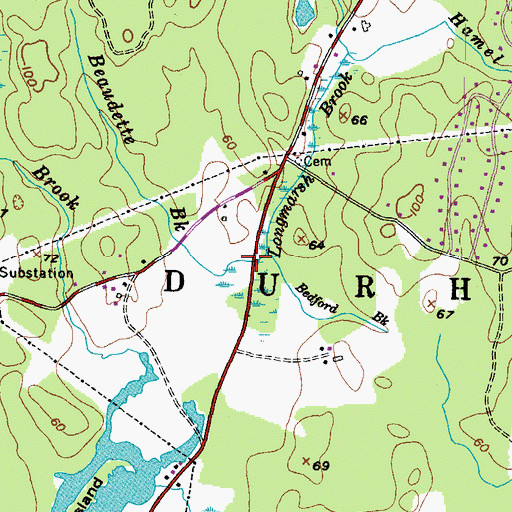 Topographic Map of Beaudette Brook, NH