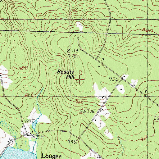 Topographic Map of Beauty Hill, NH