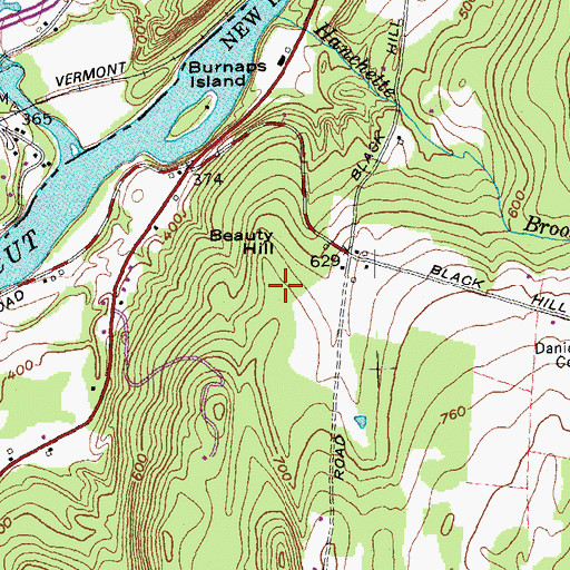 Topographic Map of Beauty Hill, NH