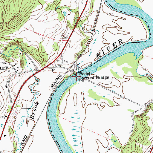 Topographic Map of Bedell Covered Bridge, NH